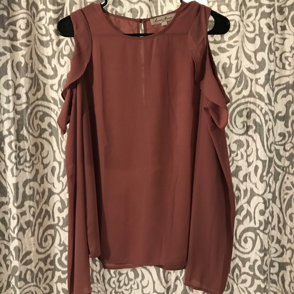 Charlotte Russe Mauve/Pink Cold Shoulder Blouse